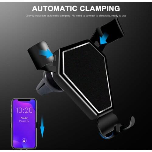 Car Phone Holder Air Vent Alloy Gravity Clip Mount Magnetic Holder Cellphone Grip Stand Mobile Phone Accessories Drop Shipping