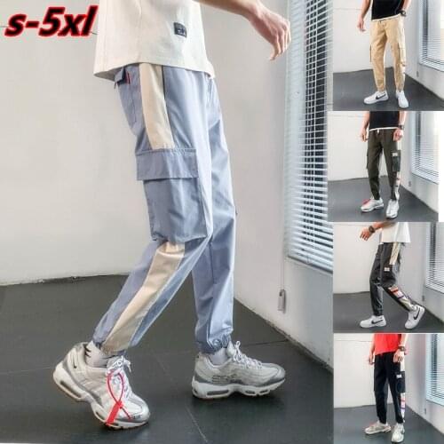 Cargo Men Multi-pocket Streetwear Sweatpants Casual Fashion Pants Men Elastic waist feet Jogger Pants