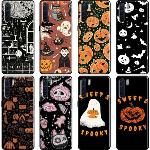Pumpkin Bat Witch Cover For OPPO A5 A9 A31 A53 2020 A1K A5S A15 A52 A72 A83 A91 F5 F7 Reno 2 Z 4 Pro Case