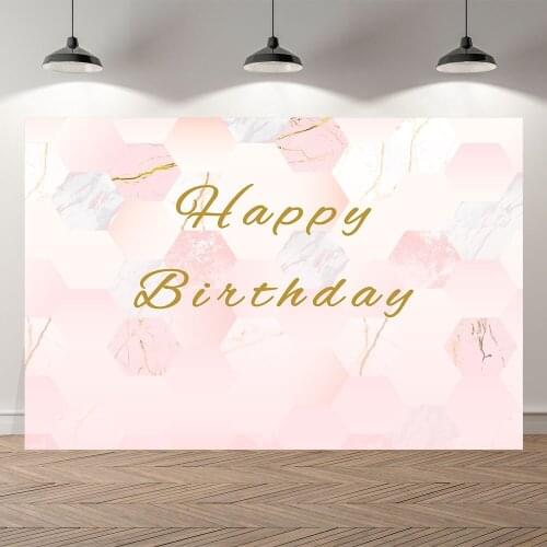 Seekpro Photography Background marble stone classic pink Happy birthday party baby shower Backdrop Photo Background Photocall