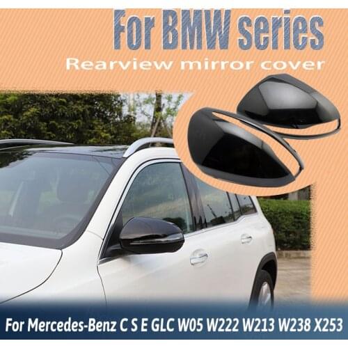 Glossy Black Replacement for Mercedes Benz C GLC S E Class W205 X253 W222 W213 W238 Rearview Car Styling Side Mirror Cover Caps