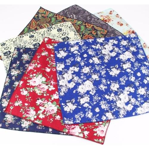 Cotton Handkerchiefs Woven Colorful Printing Flower Plaid Pocket Square Mens Casual Streak Square Pockets Handkerchief Towels