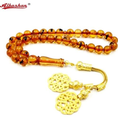 Eid gift For Muslim Real insect Resin Rosary Tasbih prayer beads Mans Accessories Misbaha Islamic insect Bracelets ALBASHAN