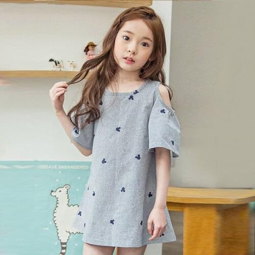 Quality Girls Dress New Childrens Summer Clothing - Fashion Korean Striped Princess Dress Baby Girl Cute Print Kids Clothes