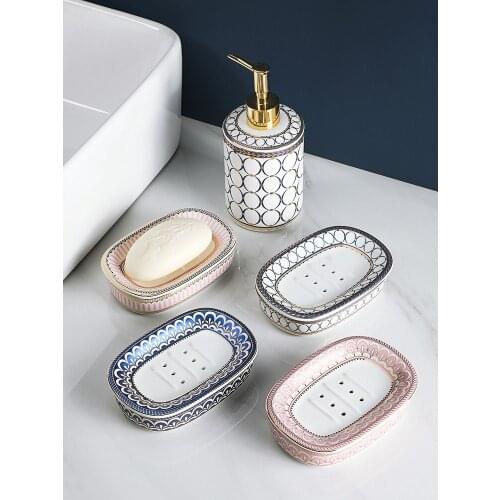 Ceramics Soap Dishes/Tray Shower Case Double Deck Drainage Household Container Storage Box Bath Accessories Kitchen Clean Tool