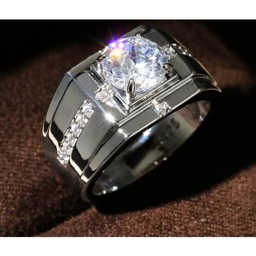 Classic Design Men Wedding Rings Micro Paved Brilliant Cubic Zirconia Luxury Engagement Party Accessories Rings for Male