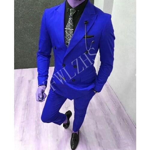 Handsome Groomsmen Double-Breasted Groom Tuxedos Mens Wedding Dress Man Jacket Blazer Prom Dinner (Jacket+Pants+Tie) A077