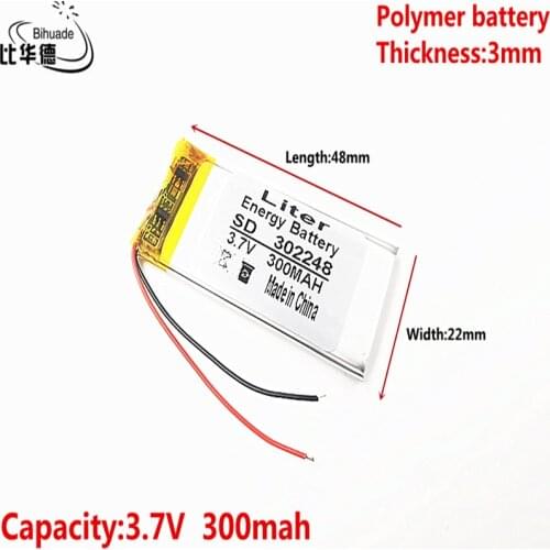 Liter energy battery Good Qulity 3.7V,300mAH 302248 Polymer lithium ion / Li-ion battery for tablet pc BANK,GPS,mp3,mp4
