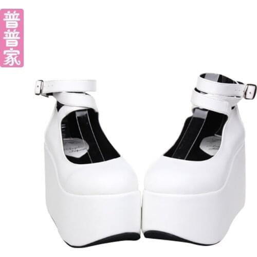 Princess sweet lolita shoes Summer cos anime thick bottom high heel slope with muffin with pointed Lolita womens shoes pu8190