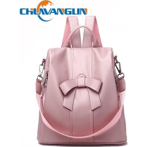 Chuwanglin Fashion Women Backpack Leather Lady Anti Theft Shoulder Lovely Bow Girls School Bags Women Traveling Backpack A91505