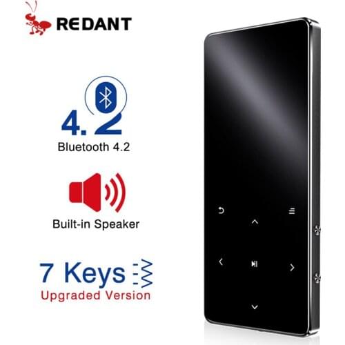 REDANT MP3 Player with Bluetooth Speaker Touch key Built-in 8GB 16GB HiFi Metal Mini Portable Walkman with radio FM recording