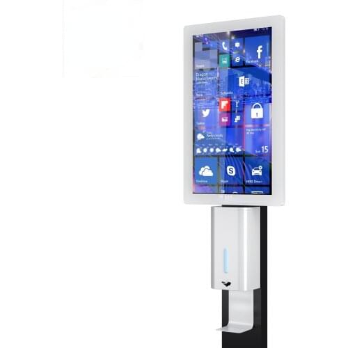 Floor standing 21.5inch digital signage with automatic liquid soap hand sanitizer dispenser