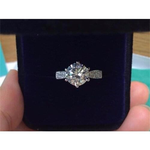 Real Solid 100% 925 Sterling Silver Wedding Rings for Women 3ct Simulated Diamond Engagement Ring finger jewelry size 5-10