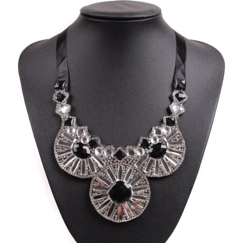 New Spring Model Fashion Cheap Price Black Rope Chain Chunky Statement Pendant Necklace Choker For Girls Party Jewelry