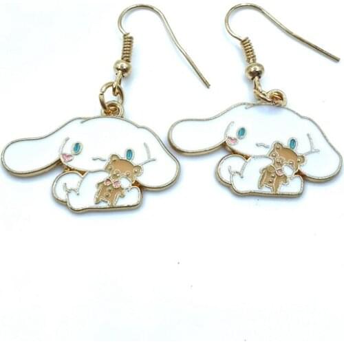 New Dripping Alloy Cartoon Dog Hug Bear Cute Pendant Earrings Jewelry Pendant Lady Earrings