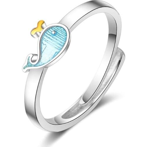 New Hot Cute Little Whale Aquatic Creatures Rings For Women Jewelry Party Girls Rings Anillos Mujer SAR16