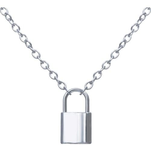 Nuevo Hip Hop Simple capa collar de cadena con cerradura mujer/hombre Punk Rock candado colgante collar Vintage Goth Jewelry