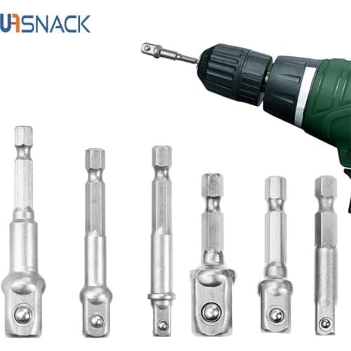 Chrome Vanadium Steel Socket Adapter Hex Shank To 1/4" 3/8" 1/2" Extension Drill Bits Bar Hex Bit Set Power Tools Parts