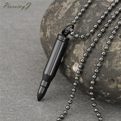 PiercingJ Latest Blank Men Women Stainless Steel Urn Necklace for Ashes Bullet Cylinder Pendant Cremation Memorial Keepsakes