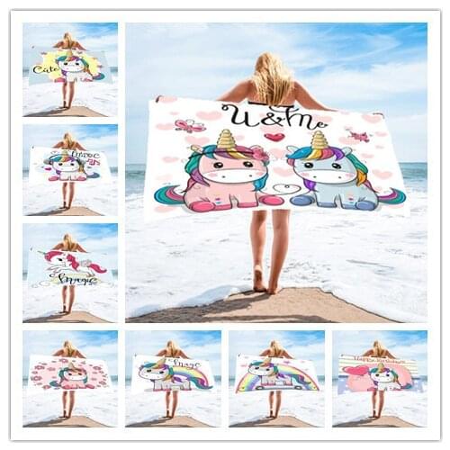 Cartoon Unicorn Beach Towel Quicky-dry Microfiber Bath Towels Beach Cushion Bath Towels Yoga Mat Sand Free Beach Towel Bath Robe