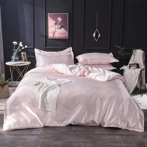 30Pink silk duvet cover 220x240 Pillowcase 3pcs,200x200 quilt cover, bed cover 150x200,queen king size bedding set,bed sheet