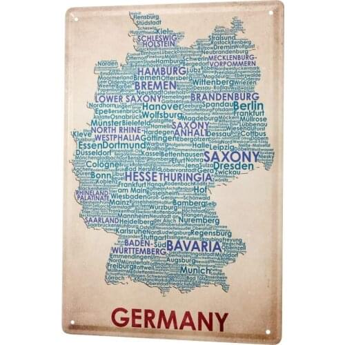 SINCE 2004 Tin Sign Metal Plate Decorative Sign Home Decor Plaques World Trip Map of Germany Decorative Wall Plate 8X12