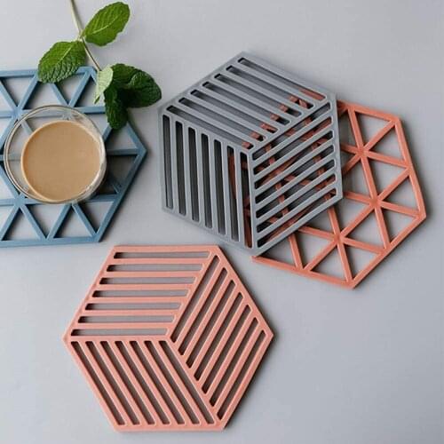 Silicone Heat Insulation Pads Polygon Hot Cup Mat Table Mat Silicone Mat Home Decoration Accessories Modern Car Coaster