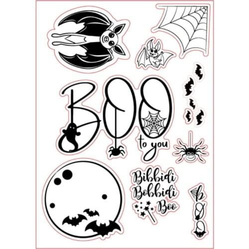 DIY Embossing Halloween Bat Clear Stamp, Silicone Printing Clear Stamp Mould for Album Paper Card Making