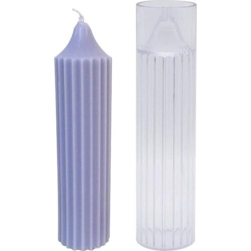 Pillar Candle Mold Cylinder Rib Plastic Candle Molds 6 Inch For Candle Making DIY Handmade Candles