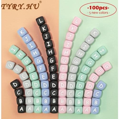 TYRY.HU New Candy Alphabet Letter Beads Baby Teether Silicone Teething DIY Beads For Necklace English Beads Pacifier Chain