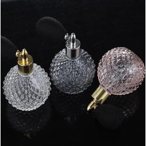 Vintage Glass Perfume Bottle With Atomizer Empty Cosmetic Mini Refillable Bottle