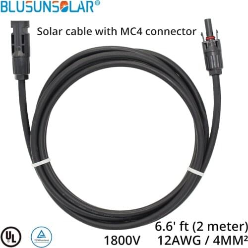 High Performance pv solar Solar PV Cable M/F PV IP67 Connectors #12 AWG Copper pv solar With 2 Meters CableSolar