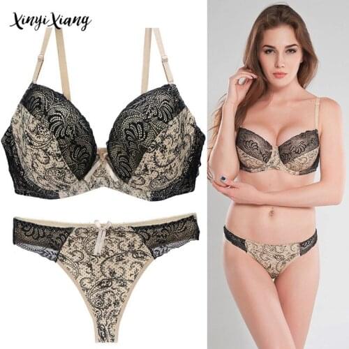 CYNTHRA Bra Womens Cotton Sexy Large Size Bow Adjust Convertible Strap Comfort Thin Cup Underwear Ladies Plus Size Lingerie Set