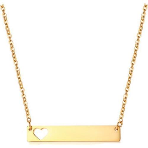 Womens Jewelry New Gift Gold Tone Stainless Steel Bar heart Necklace Choker Collar Double Row Chain