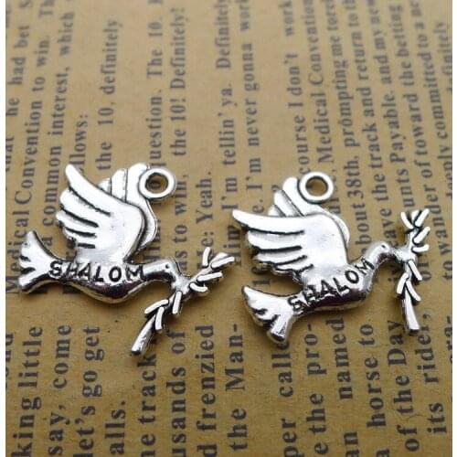 10PCS/Lot 20mm*22mm Pendant Antique Silver Color Peace Bird Charms For DIY Jewelry Making Handmade Craft