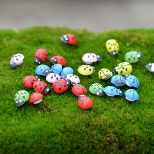 100 Pcs/set Cute Insect Ladybug Mini Beetle Miniature Animal Figurine Anime Action Figure Toy for Home Garden Decor DIY Toy Gift
