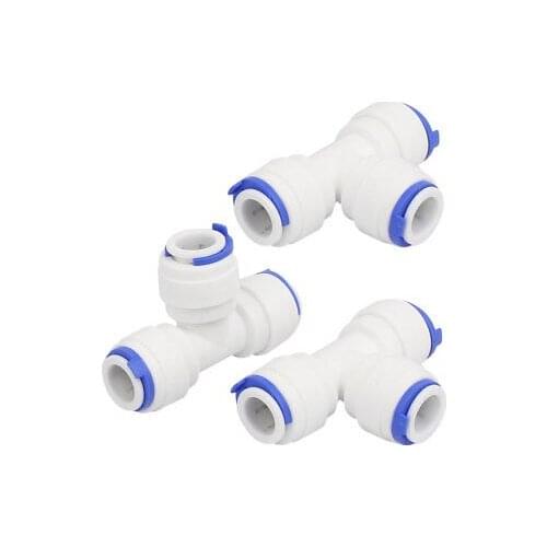 3/8" 3 Ways T Shaped Tube Quick Push in Connector 3pcs for RO Water System