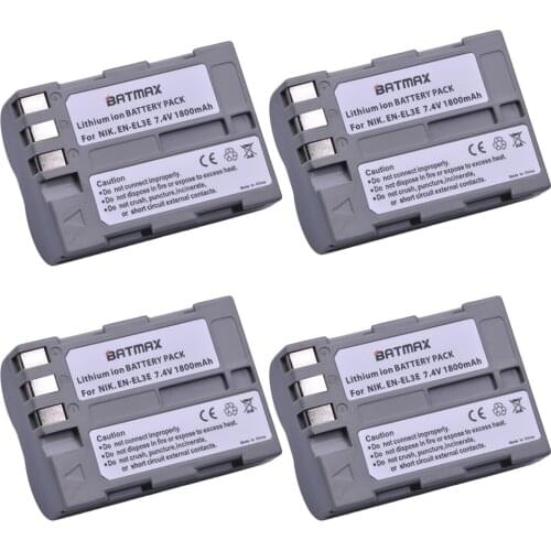 4 pcs/lot 1800mAh EN-EL3E EN-EL3e ENEL3E EN EL3E Replacement Li-ION Batteries for Nikon D50 D70 D80 D90 D100 D200 D300 D700 z1