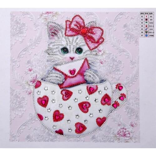 Diamond Painting Animal Pink cat Special Shape Diamond Embroidery Lion Paint With Diamond Picture Of Rhinestones Home Decoration