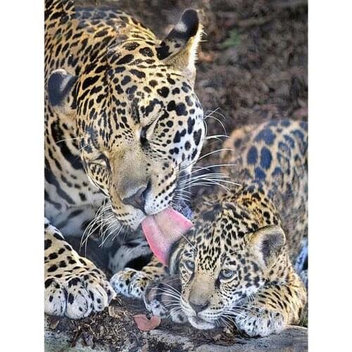 Mother child diamond mosaic painting leopards rhinestone embroidery animals diamond art drawing picture puzzle bear wall paper