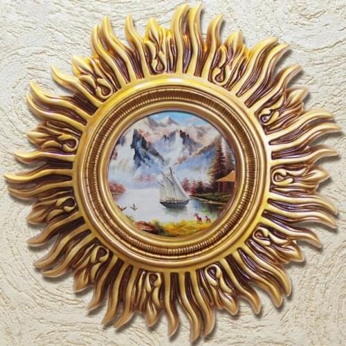 American Resin Decorative Painting Wall Hanging Ornaments Livingroom Sun Shape Painting Wall Mural Crafts Restaurant Accessories