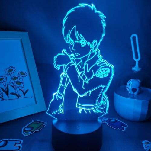 Attack on Titan Anime Figure Eren Jaeger Eren Yeager Led Night Lights Cool Gift For Friend Lava Lamp Manga Bedroom Bedside Decor