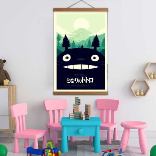 Anime Tonari No Totoro Wall Art Poster Canvas Prints Solid Wood Scrolls Painting For Living Room Decor