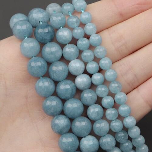 MINHIN Natural Stone Beads Lake Blue Angelite Round Loose Beads 6/8/10mm Pick Size For Jewelry Making DIY Accessories