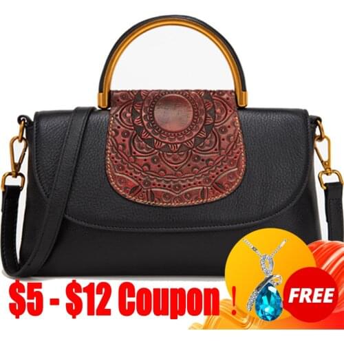 CGA 2021 New Female Bags Retro Handmade Handbags Embroidery Tote Handbag Large Capacity For Women Leather Elegant Shoulder Bag