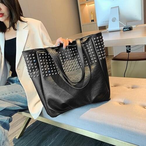 Ladies Hand Bag Big Totes Top-Handle Bags Fashion Rivet Shoulder Bags for Women Leather Luxury Handbags Women Bags Designer