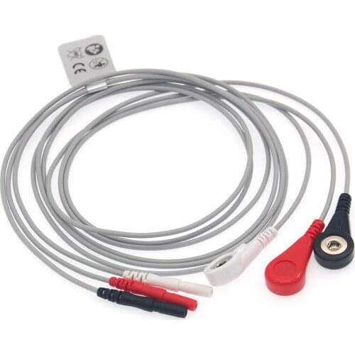 Holter Recorder ECG Patient Cable Din 1.5 3 Leads Snap 4.0 AHA Standard for Din1.5 Instruments