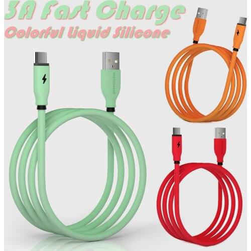 3A Fast Charge USB C Cable Colorful Liquid Silicone Micro USB Type-C IOS Cable For Xiaomi Huawei Samsung iPhone 1.2/1.8M Data Ca