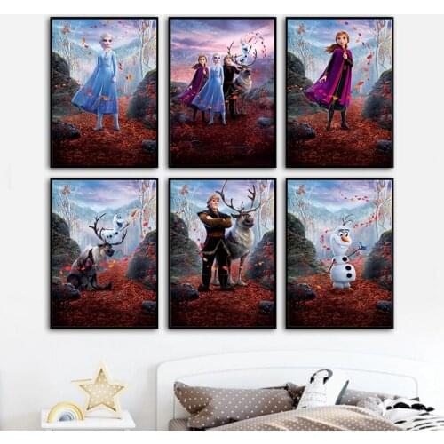 FROZEN 2 Moive Anna Elsa Disney Canvas Painting Print Wall Art Posters Room Decoration Girls Bedroom Home Decor Birthday Gift