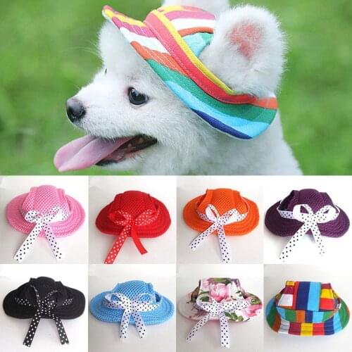Dog Outdoor Cap Mesh Dogs Cats Caps Round Sun Hat Pet Breathable Canvas Hat for Small Medium Dogs Cats Pet Accessories New